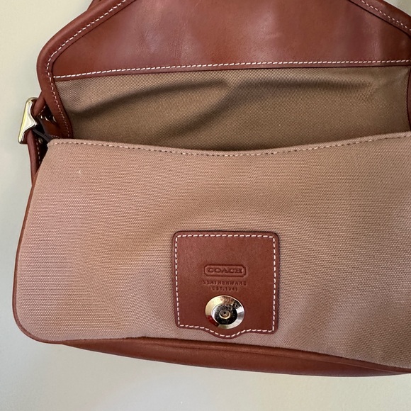 COACH VTG LEGACY DEMI BROWN CANVAS LEATHER FLAP SHOULDER BAG SMALL PURSE 9120 - Picture 8 of 13